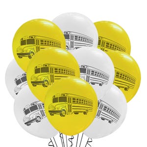 12ct School Bus Balloons, School Bus Theme 12", School Bus Birthday, Bus Decoration Party Supplies, Bus Driver Birthday, Bus Driver Balloons