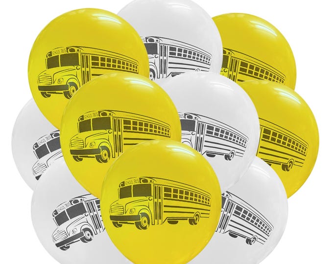 12ct School Bus Balloons, School Bus Theme 12", School Bus Birthday, Bus Decoration Party Supplies, Bus Driver Birthday, Bus Driver Balloons