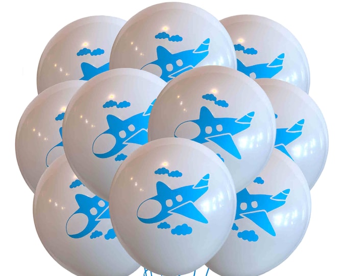 Airplane Balloons, 12" Jet Party Balloons, Airplane Birthday Theme Decoration, Kids Balloons, Baby Shower Balloons, Pilot Balloons