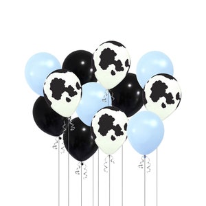 24 Pack Cow Balloons Bundle , 12&quot; Assorted Light Blue Cow Party Balloons, Farm Theme decor, Barnyard Event, Barnyard Birthday Theme Balloon