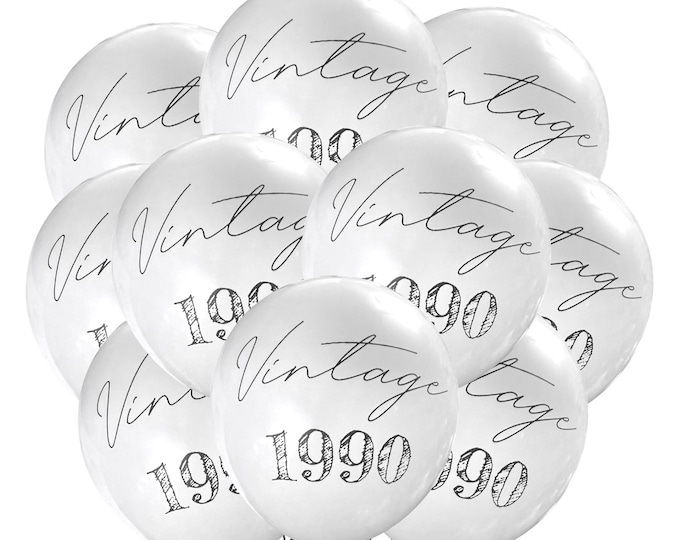 12ct Vintage 1990 Balloons, Birthday Party Theme Decorations