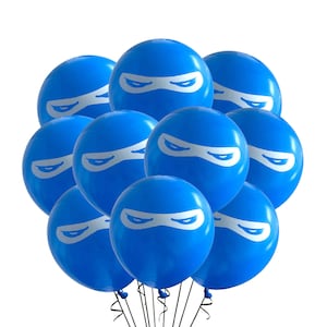 Blue Ninja Party Balloons, 12&quot; Latex Ninja Birthday Party Balloons, Ninja Theme Party, Ninja Balloons shinobi