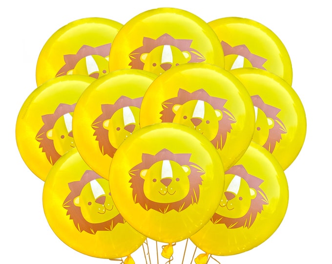 Lion Balloons 12", Lion Birthday Party Balloons, Lion Baby shower, Lion Theme Kids Party Balloons Latex