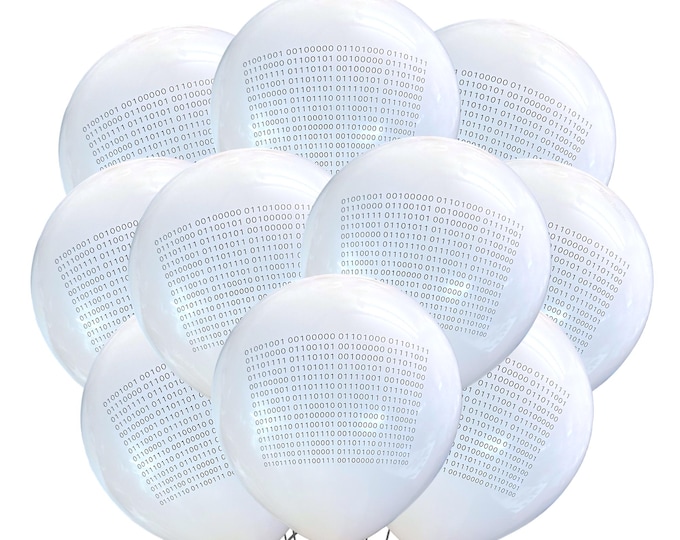 12ct White Coding Balloons, Coding Birthday Balloons, Software Engineer Birthday Balloons, Programmer Balloons, Coding Birthday, Coder