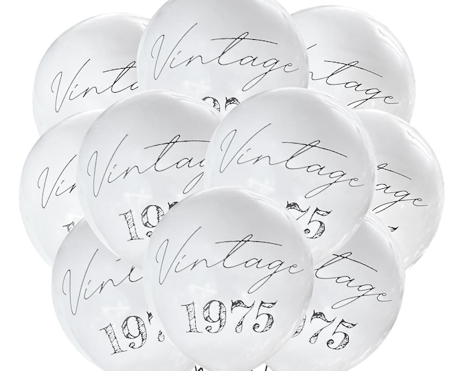 12ct Vintage 1975 Balloons, Birthday Party Theme Decorations