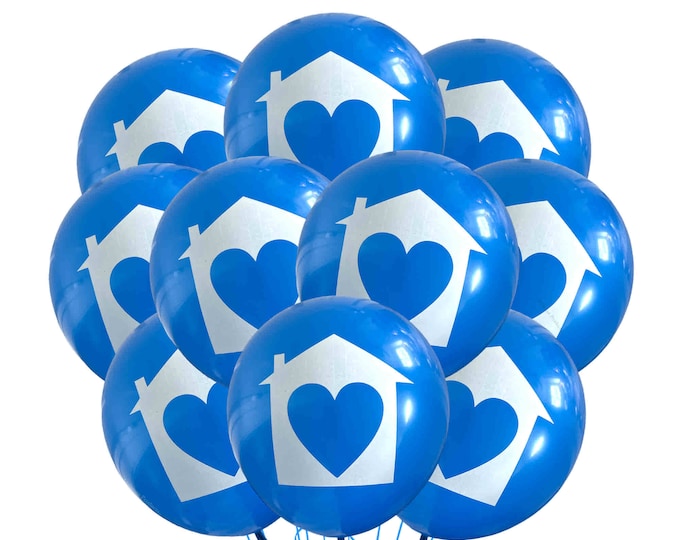 Housewarming Party Balloons, Blue house Balloons, Home Sweet Home Balloons, New Home Balloons, Realtor Balloons, Home is where the heart is