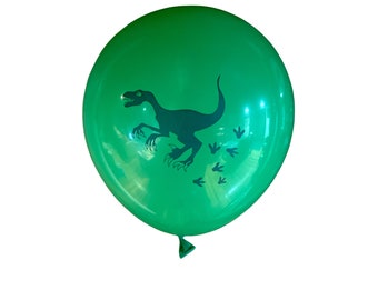 12 Pack Green Dinosaur Party Balloons, Dino Birthday Party Balloons, Green Kids Birthday Theme Party Decor, T-Rex Balloons, Dinosaur Party