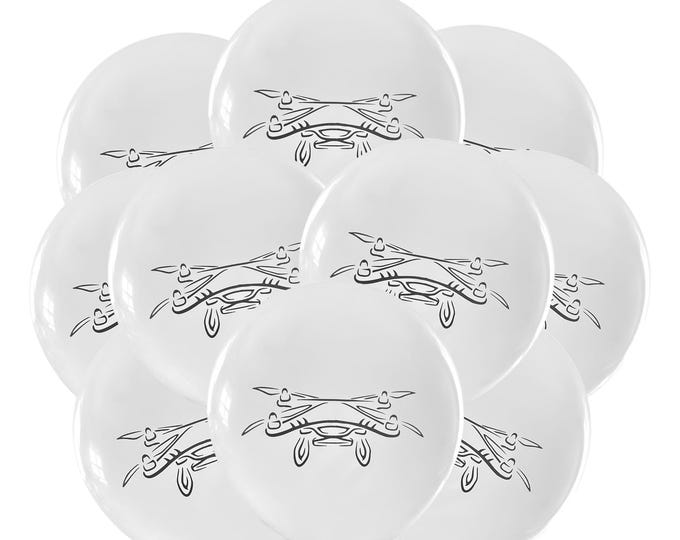 12ct Drone Balloons, Drone Birthday Party Balloons, Quadcopter Theme Party Decoration, Drone Pilot Balloons