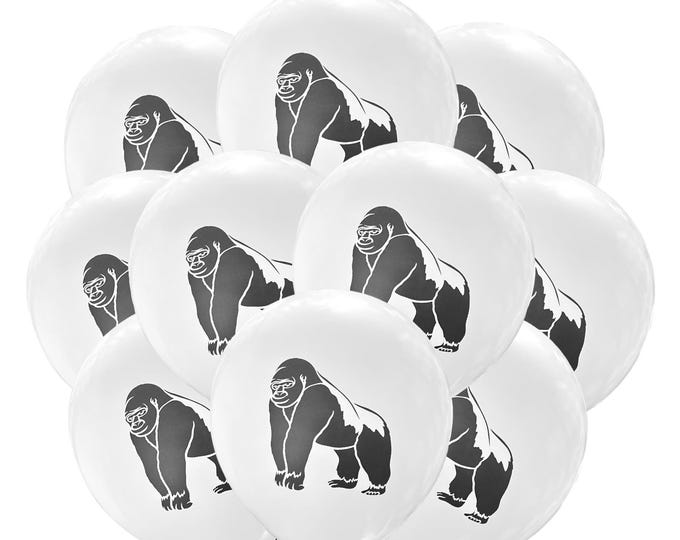 12ct Gorilla Balloons, Gorilla Birthday Theme, Silverback Gorilla Birthday Decorations