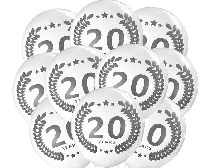 20 Year Balloons, 20 Year Anniversary Party, 20 Year Reunion Event Party Supply Décor, 20th Year In Business, 20 Year Party Ideas