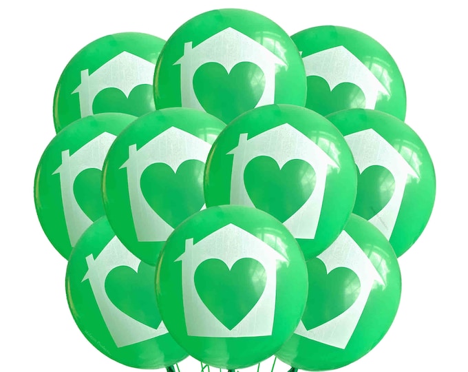 Housewarming Party Balloons, Green house Balloons, Home Sweet Home Balloons, New Home Balloons, Realtor Balloons, Home is where the heart is