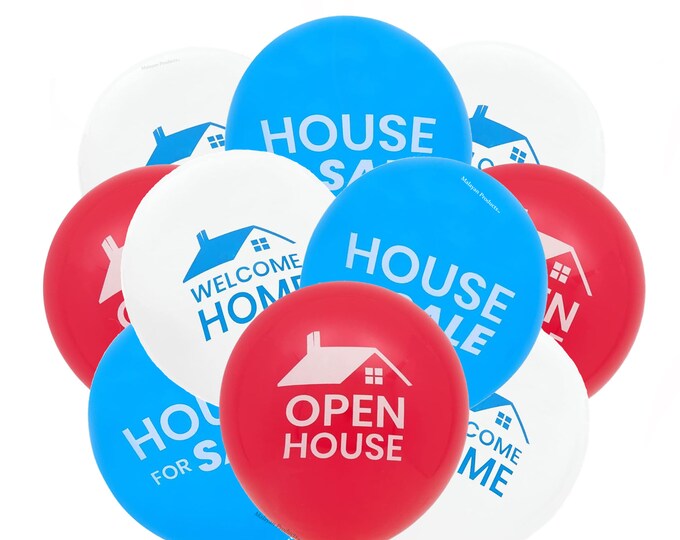 Open House balloons 12", New House Balloons, Real Estate Balloons, Selling House Balloons, Realtor Balloons, Welcome Home Balloons