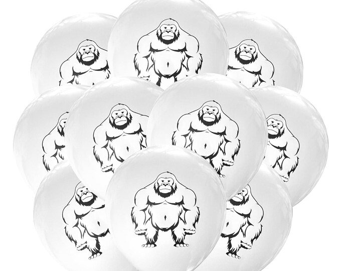 12ct Gorilla Balloons, Gorilla Birthday Theme, Silverback Gorilla Birthday Decorations