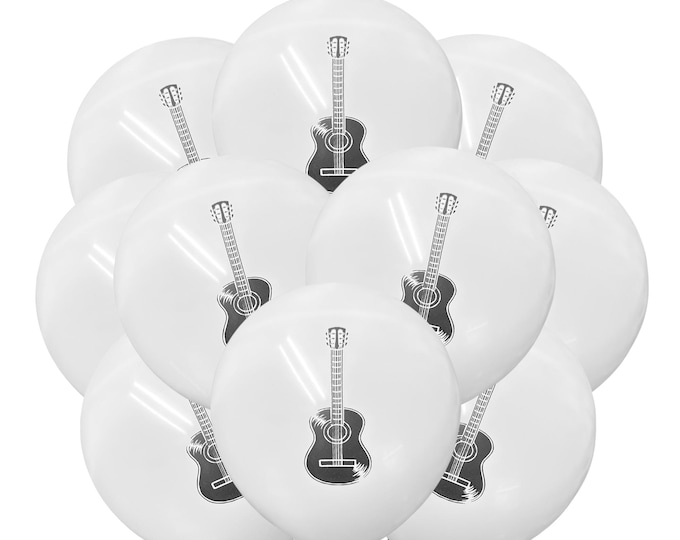 12ct Guitar Balloons, Guitar Birthday Theme, Music Balloons, Acoustic Guitar Player Decorations Party supplies