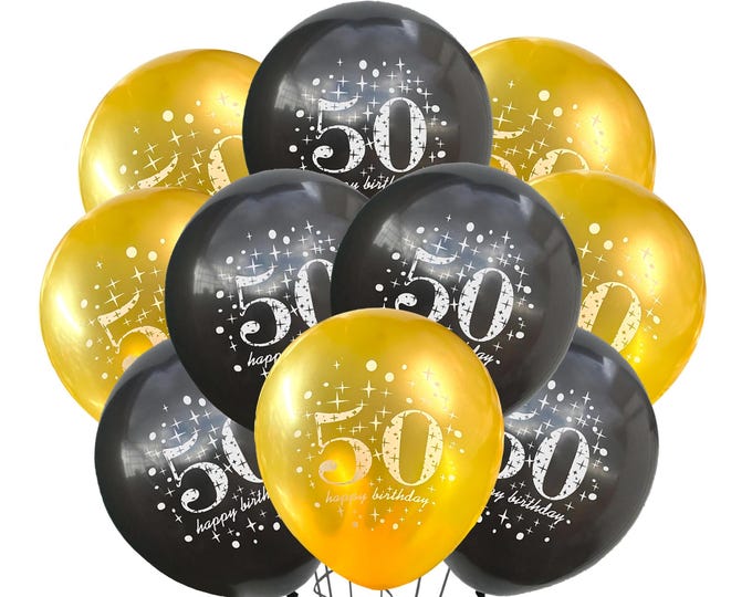 50th Happy Birthday Balloons 12", 50th Balloons, 50th Birthday Balloons, 50 Theme, Balloons for 50th Birthday, turning 50 balloons