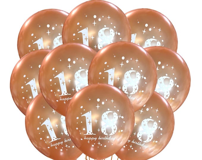 18th Happy Birthday Balloons, 12" Black Balloons Birthday Print Party Balloons, 18th Theme Décor,