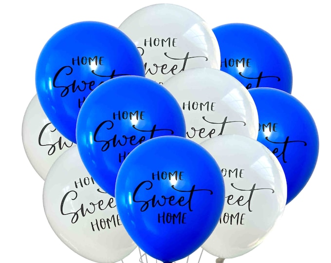 Home Sweet Home balloons Blue 12", New House Balloons, Housewarming party, New Home Balloons, Realtor Balloons, Real Estate Open House Décor