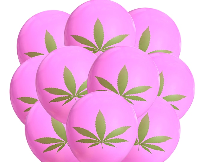 Marijuana Balloons Pink Theme 12", Pink Weed Birthday, Marijuana Leaf Balloons, Cannabis Event, CBD Birthday Balloons, Pink Weed Balloons