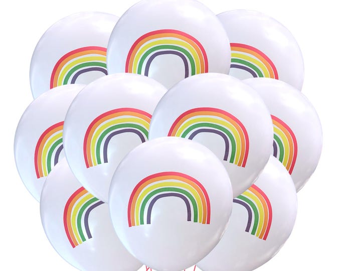 12ct Rainbow Balloons, Rainbow Birthday, Rainbow Theme, Rainbow Party, Happy Balloons, Pretty Balloons, Care Bear Birthday Theme White