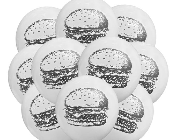12ct Burger Balloons, Burger Party Balloons, Burger Theme, Cook Out Balloons, Fast Food Birthday Theme, Party Decorations