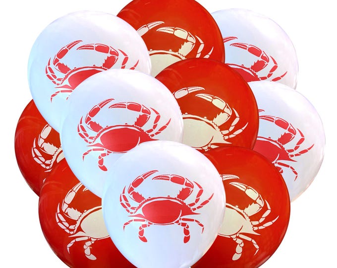 12ct Crab Balloons, Crab Birthday Theme, Seafood Birthday Theme, Seafood Boil Party Decorations, Crabby Balloons, Crab Gift Birthday