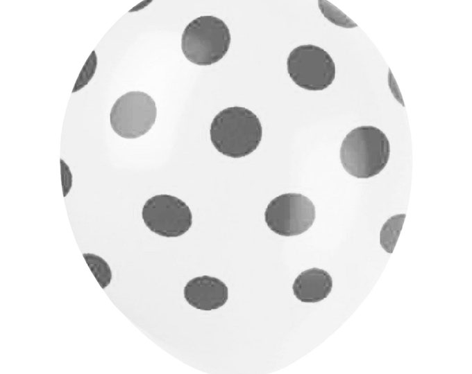 12 Pack Black Polka Dots Balloons, 12" Transparent Balloons Black Dot Party Balloons, Black Balloons, Clear Balloons with Black Dots