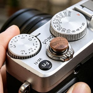 Botão de Obturador Vintage em Madeira para Fujifilm X100V X-T3 X-T5 XE5 X-Pro3, Botão de Obturador Convexo em Madeira, Presente para Amantes da Fotografia