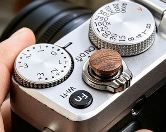 Vintage Wood Shutter Button for Fujifilm X100V X-T3 X-T5 XE5 X-Pro3,Convex Wooden Camera Shutter Release Button,Photography Lover Gift