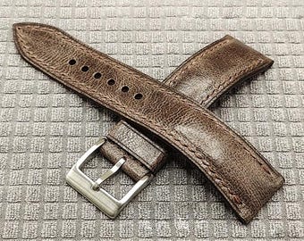 Correa de reloj de piel de becerro italiana de grano completo curtida con aceite vegetal, hecha a mano y personalizada, correa de reloj vintage de 18, 19, 20, 22 y 24 mm.