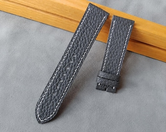 Custom Gray Leather Watch Band, Watch Strap 18 19 20 21 22 23 24mm, Personalized Watch Band, Handmade Replacement Strap, Gift for Him