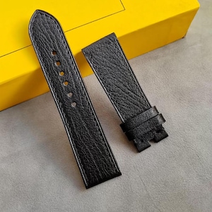 Handmade Veg-Tan Leather Watch Strap,Black Watch Strap 24mm 22mm 21mm 20mm,Vintage Watch Band,Custom Watch Band 18 16 14mm