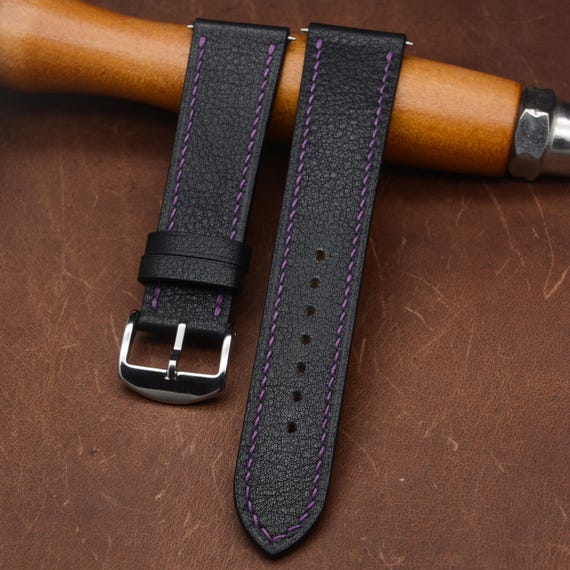 Handmade Leather Watch Strap,Black Watch Strap 24mm 22mm 21mm 20mm,Vintage Watch Band,Custom Watch Band 18 16 14mm