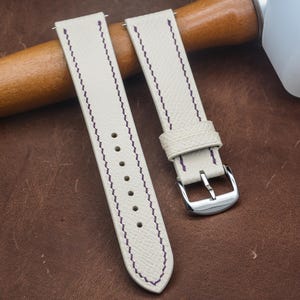 White Epsom Soft Calfskin Watch Strap,Custom Watch Band,Handmade Epsom Leather Watch Strap 14 16 18 19 20 21 22 23 24mm