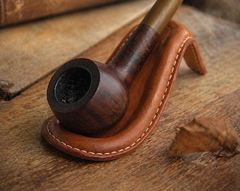 Handmade Leather Pipe Rest Stand | Tobacco Pipe Holder | Genuine Leather Pipe Stand | Gift for Him| Gift for Pipe Smoker