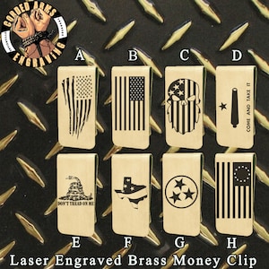 Flag Collection Laser Engraved Brass Money Clip Wallet Credit Card Holder