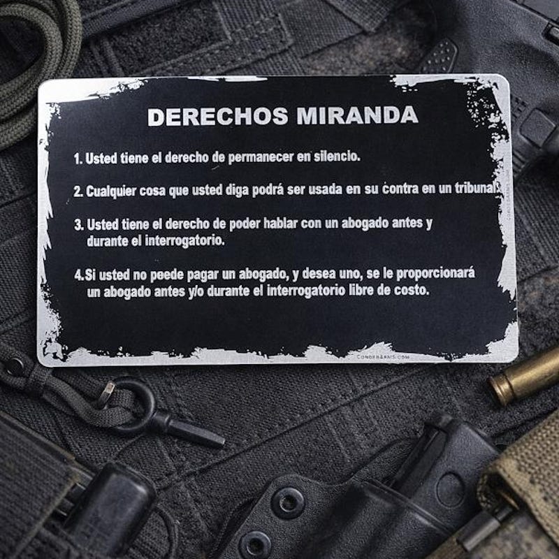 Constructional Rights Card Metal Miranda Rights Cards - Etsy