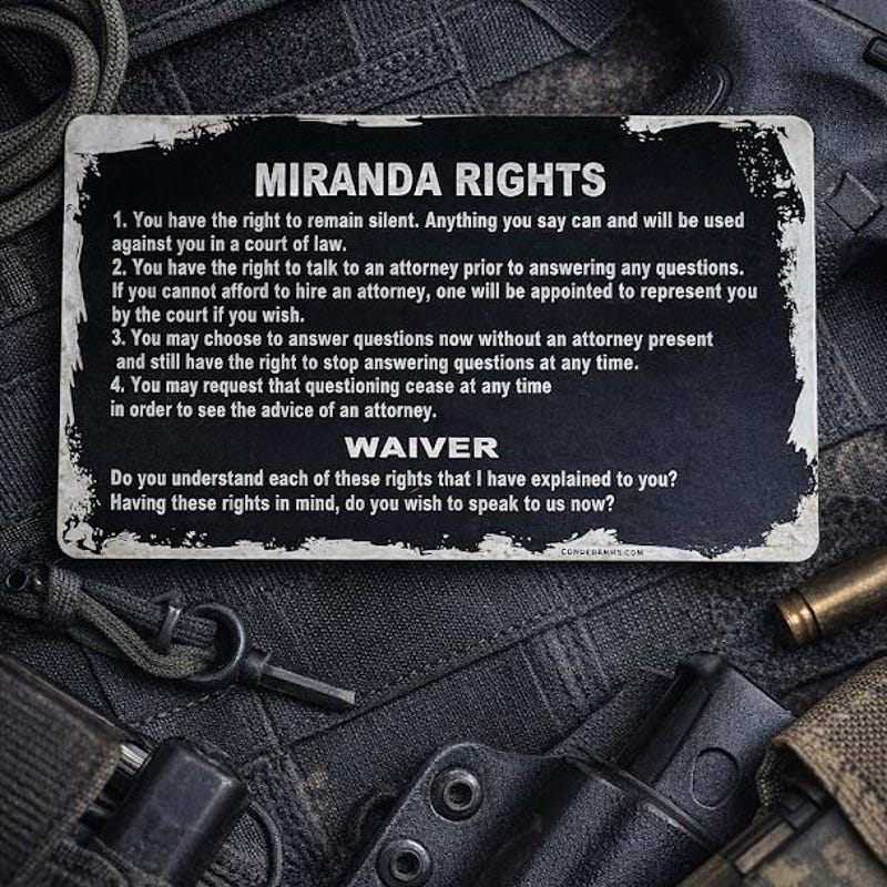 Metal Miranda Rights Cards - Etsy