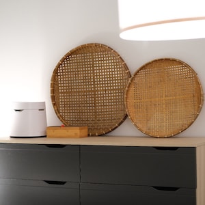 Wicker Woven Bamboo Winnowing Flat Wall Basket Decor Platter Tray Small Large