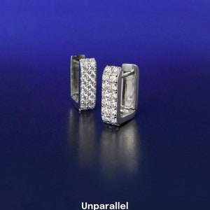 Unparallel Earrings Moissanite, Solid Silver, Gold & White Gold Plated Silver