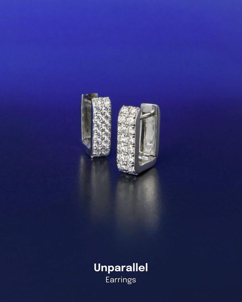 Unparallel Earrings Moissanite, Solid Silver, Gold & White Gold Plated Silver