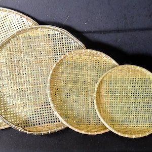Wicker Woven Bamboo Winnowing Flat Wall Basket Decor Platter Tray Small Large image 7