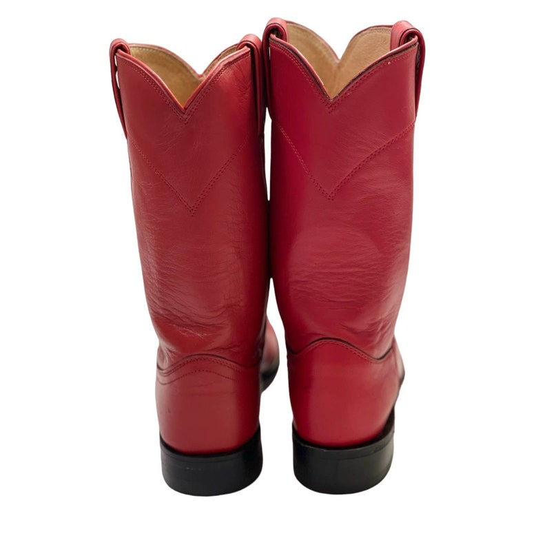 Justin Women's Leather Vintage Roper Cowboy Boots in Red. Size 6b/six B