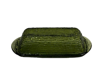 Anchor Hocking Vintage MCM Soreno Avocado Green Butter Dish