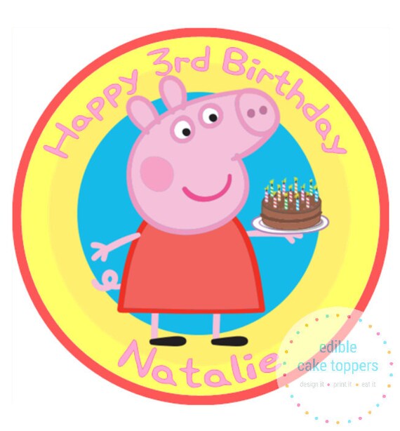 Peppa Pig Cake Personalised Edible Cake Topper Pre Cut Etsy