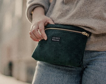 Multi way bag forest green corduroy / fanny pack and shoulder bag