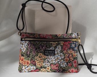 Multi Way bag with floral pattern / gold / belly bag and shoulder bag