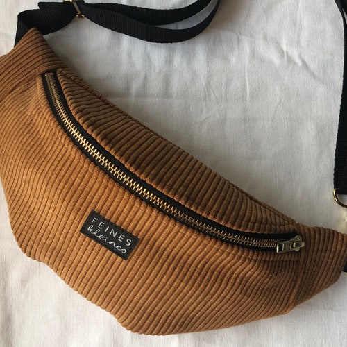 Boumbag in Cord With Golden Metal Zipper / Mustard Yellow Etsy