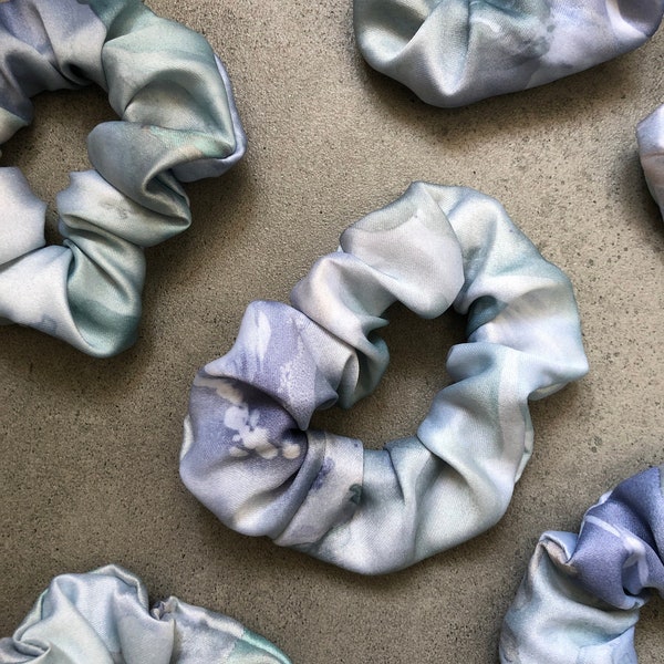 Scrunchie aus Vintage Stoff, Zopfgummi / Haargummi / Mint, Violett, Grün, Blau