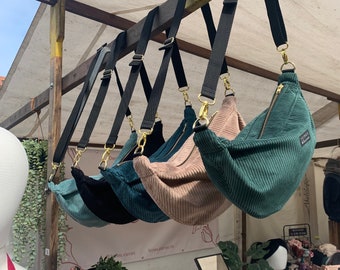 MOONI - all colours / Moonbag made of corduroy or teddy / Crescent bag / Semicircle bag