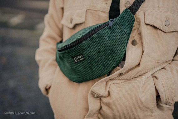 Corduroy Bumbag / Forest Green Dark Green / Bum Bag Belt 